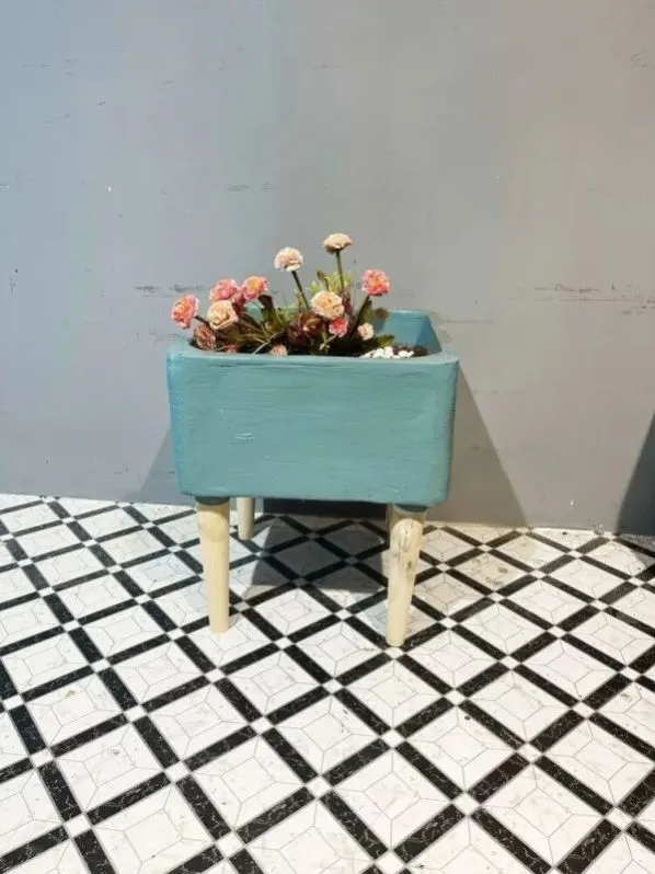 Image Blue Decorative Fiber Flower Pot