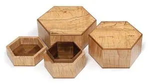 Blue Print Hex Wooden Box