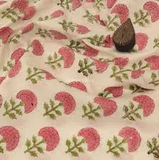 Cotton Flowers Block Print Fabric