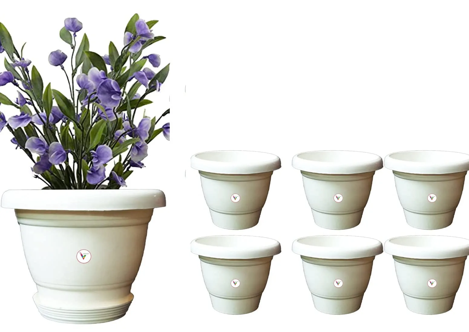 Image Decorative Flower Ceria Pot With Tray