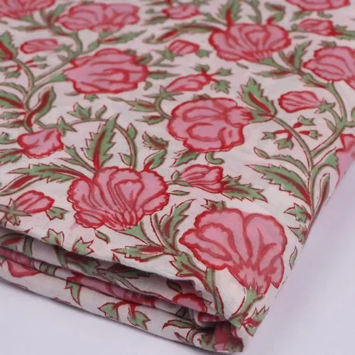 Floral Beautiful Hand Block Printed Cotton Fabric