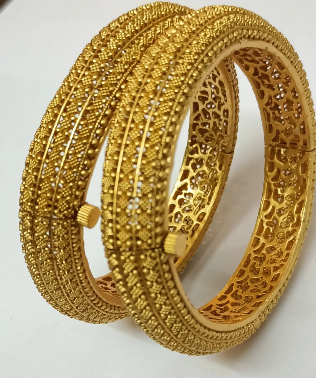 Golden Party Wear Brass Open Bangle
