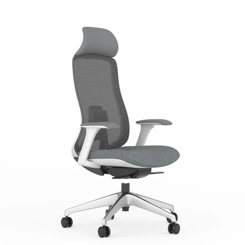 Grey And White Designer High Back Office Revolving Mesh Chair