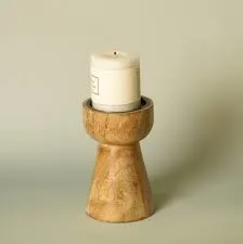 Image Lime Line Wooden Candle Stand