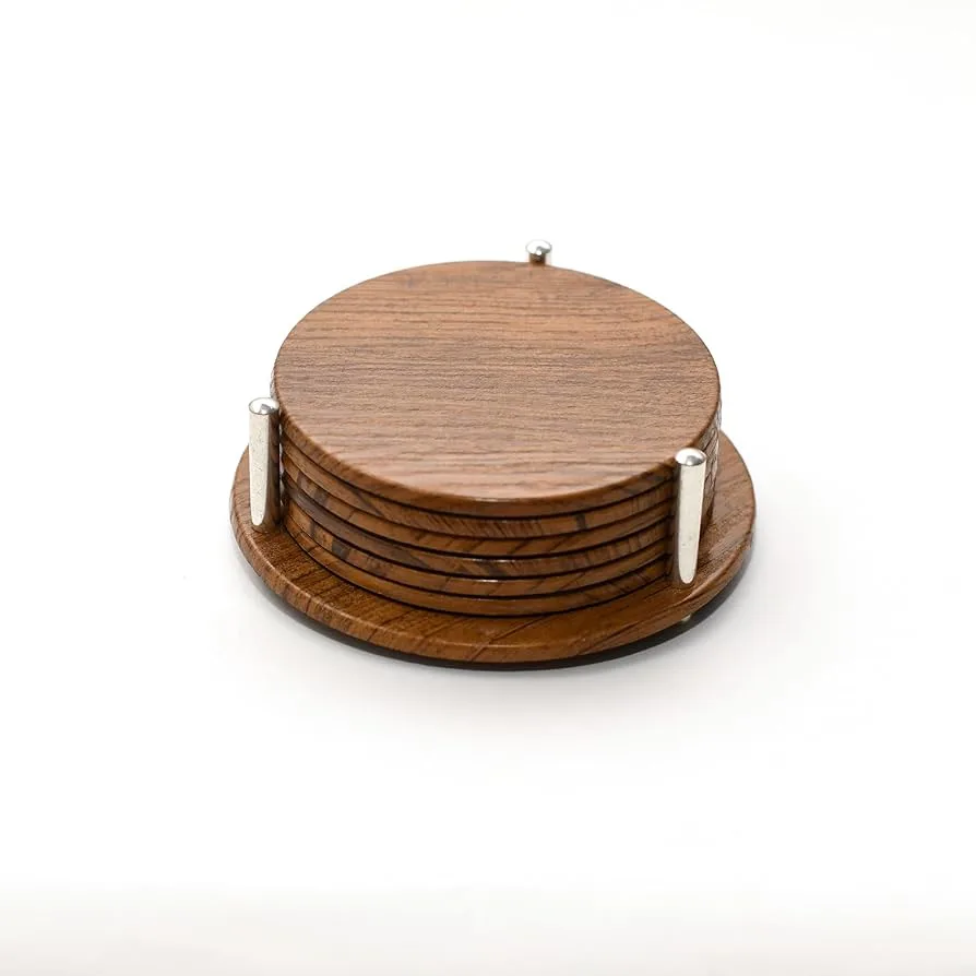Lime Line Wooden Coaster with Holder