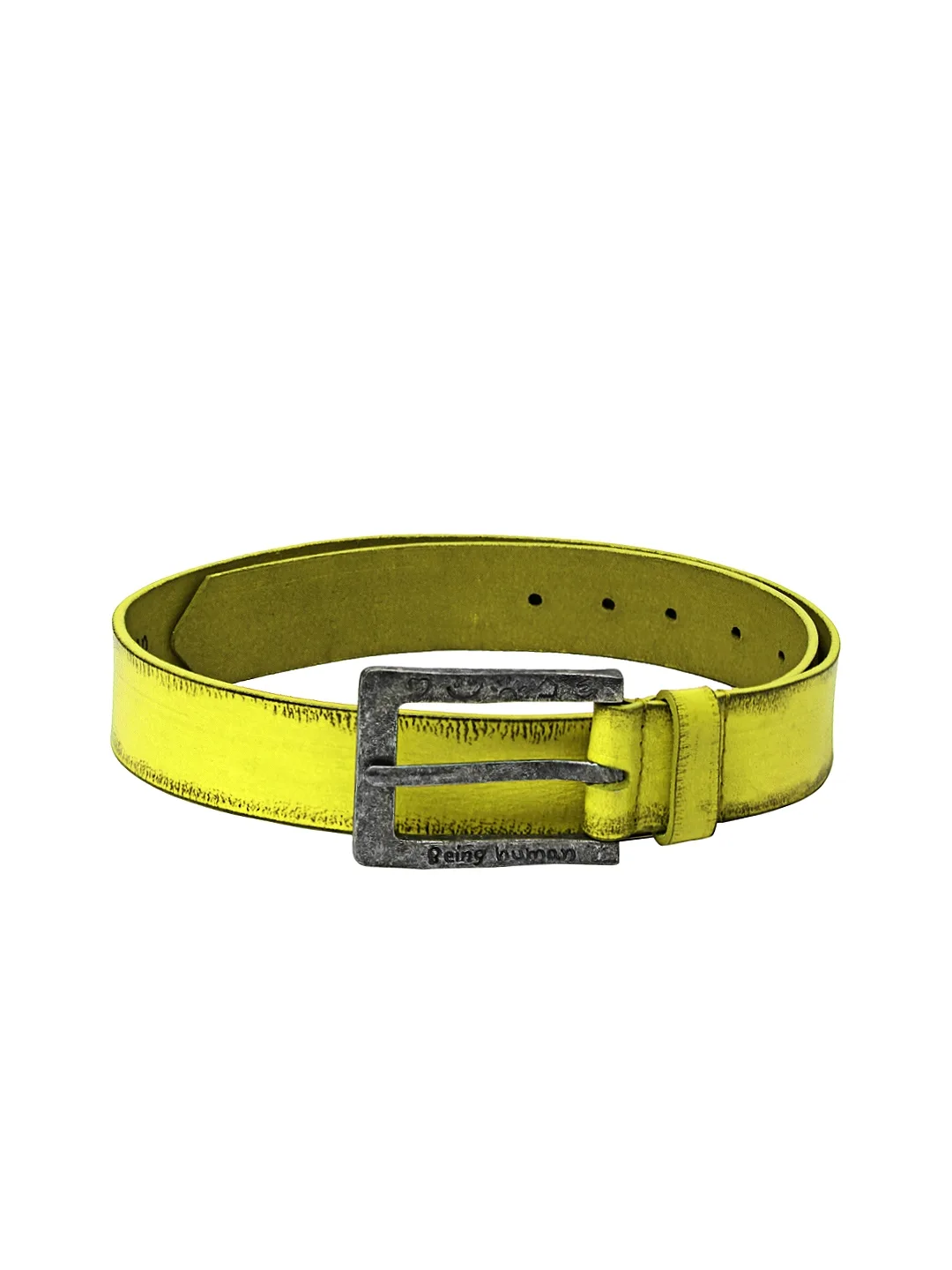 Mens Yellow Casual Wear Leather Belt