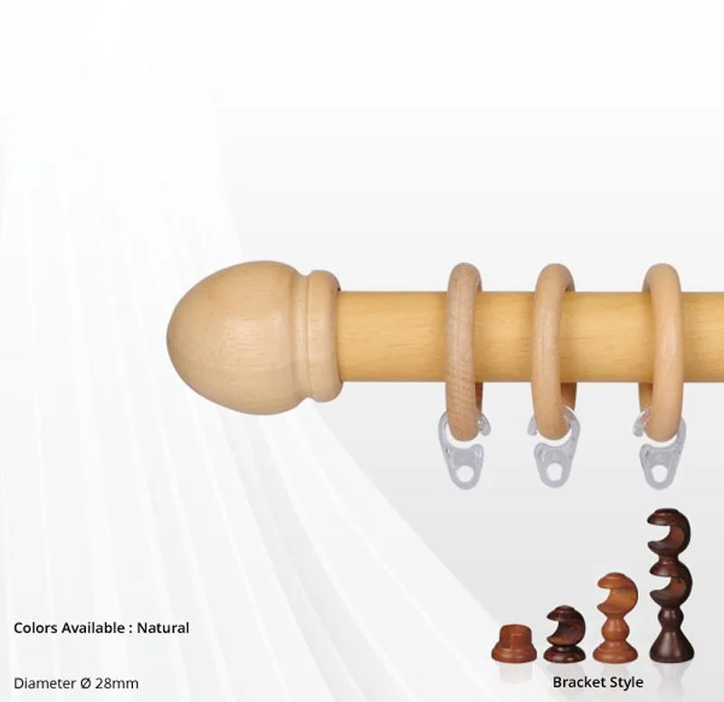 Image Natural Italian Wood Curtain Rods