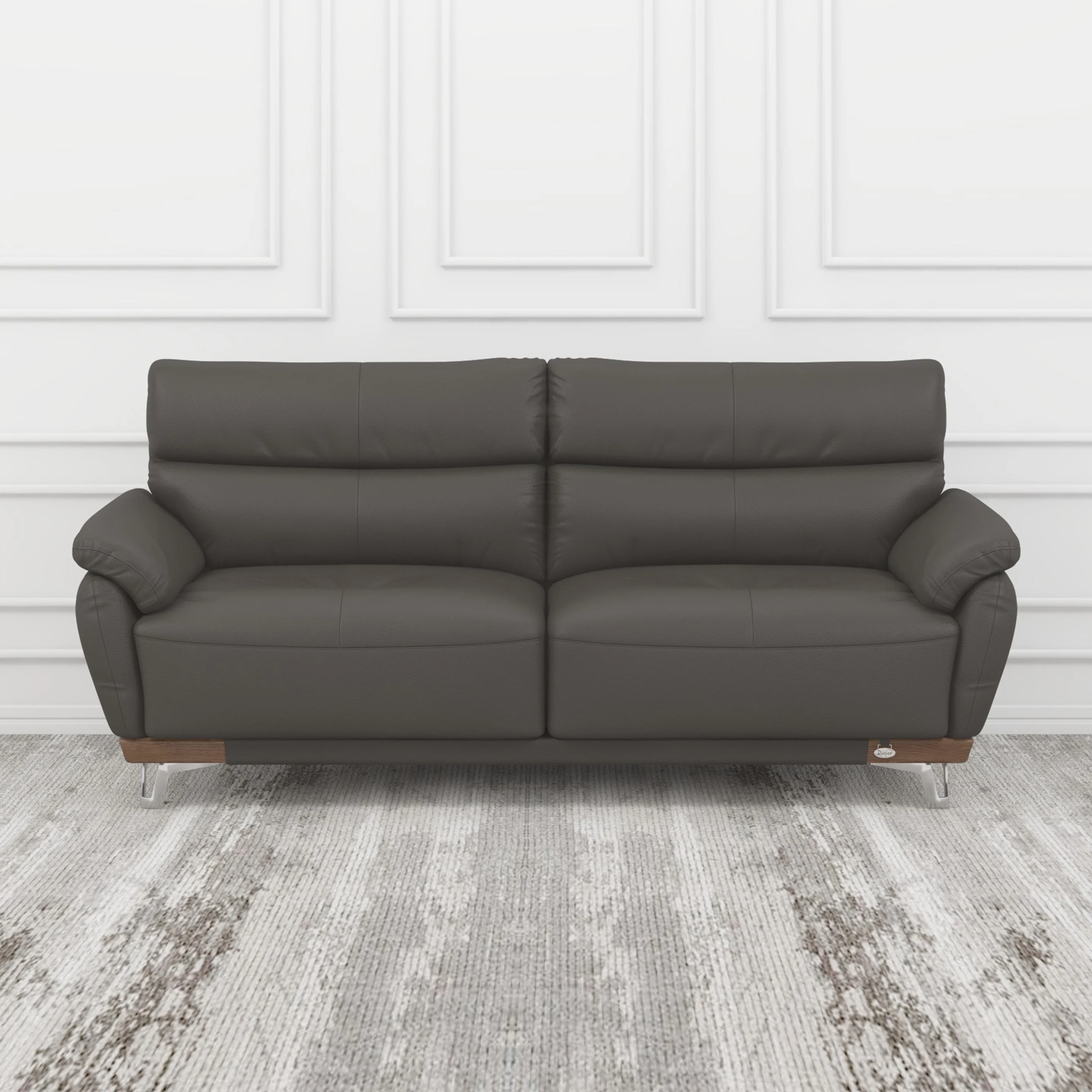 Image Plain PU Leather Sofa Set, Color : Grey Standard
