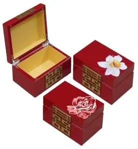 Red Floral Foil Wooden Gift Box