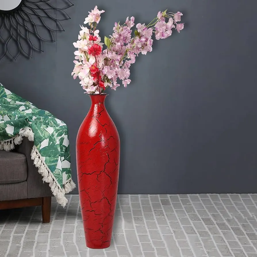 Red Printed Iron Flower Vase