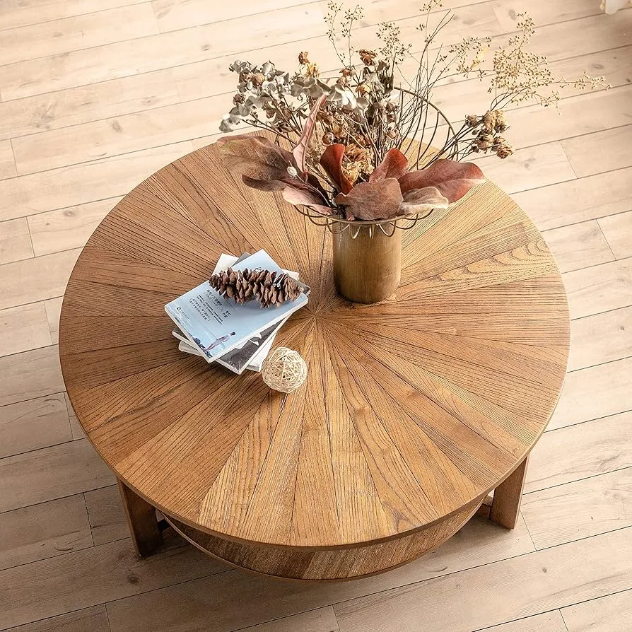 Image Round Jungle Wood Coffee Table