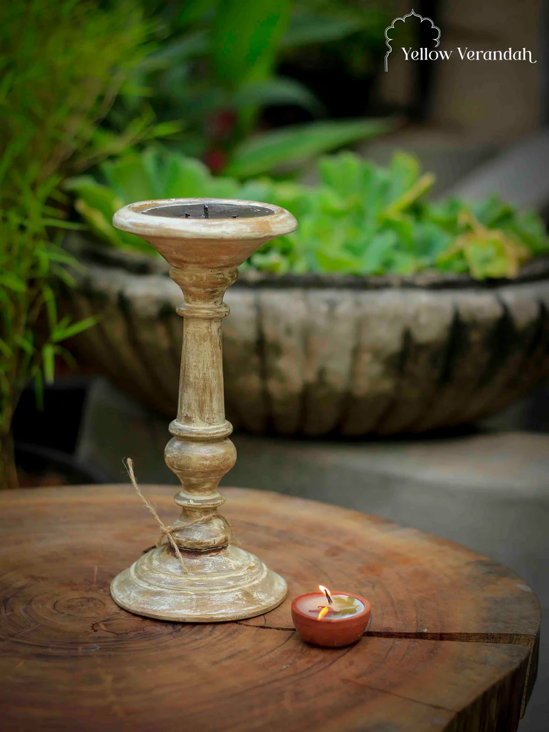 Image Rustic Appeal Wooden Candle Stand