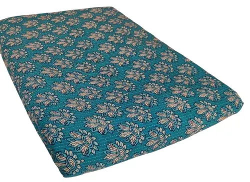 Sea Blue Printed Cotton Fabric