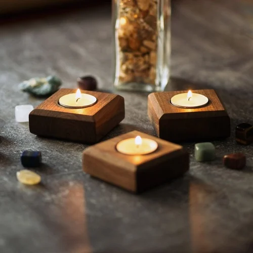 Image Simple Touch Wooden Candle Holder