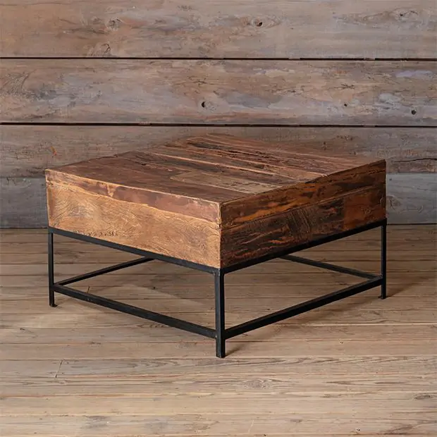 Image Square Antique Wooden Coffee Table