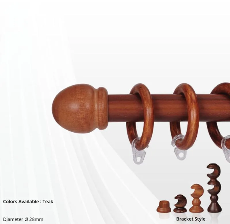 Image Teak Italian Wood Curtain Rods
