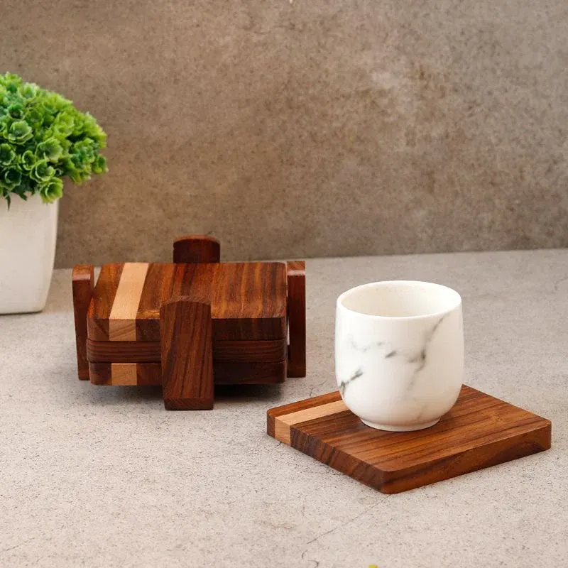 Tribal Fusion Wooden Coaster with Holder