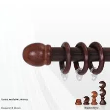 Image Walnut Italian Wood Curtain Rods