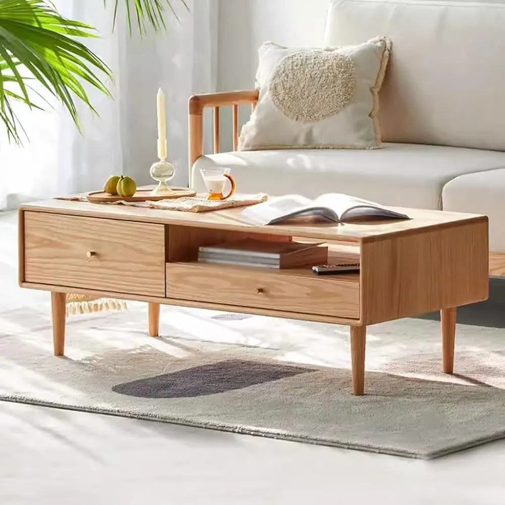 Image Wooden Coffee Table With Drawer