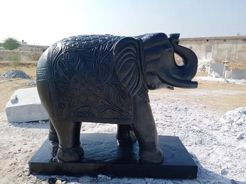 Image Black Marble Elephant Statues