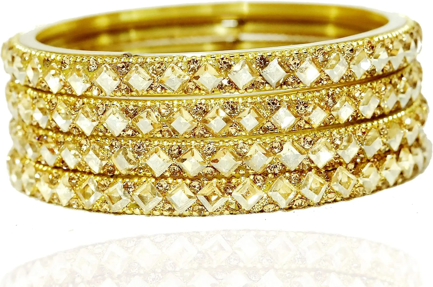 Image Golden Mirror Work Glass Bangles
