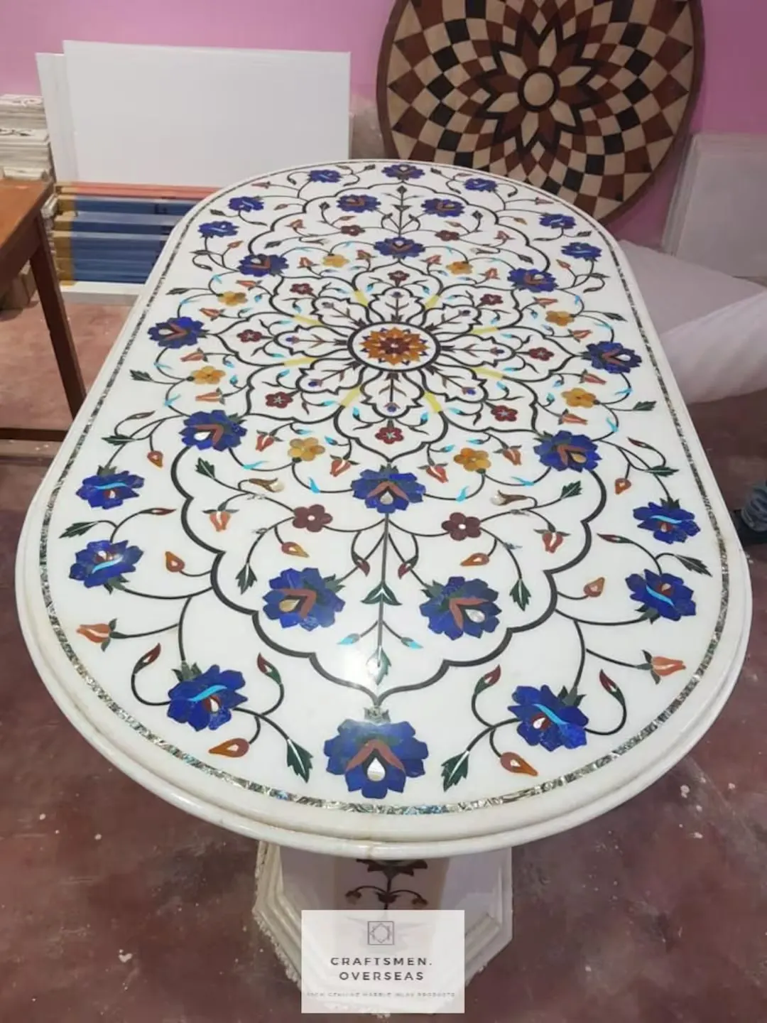 Marble Inlay Center Table Top