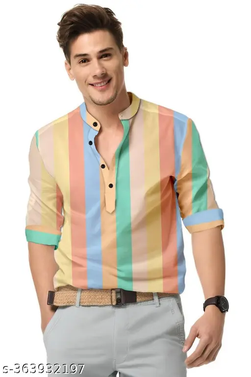 Image Mens Multicolor Cotton Kurta Shirt