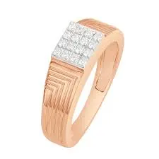 Image Mens Round Cut Diamond Rose Gold Engagement Ring