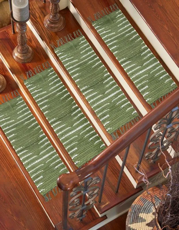 Image 0' 9 X 2' 6 Hand Woven Chindi Cotton Stair Tread Rug