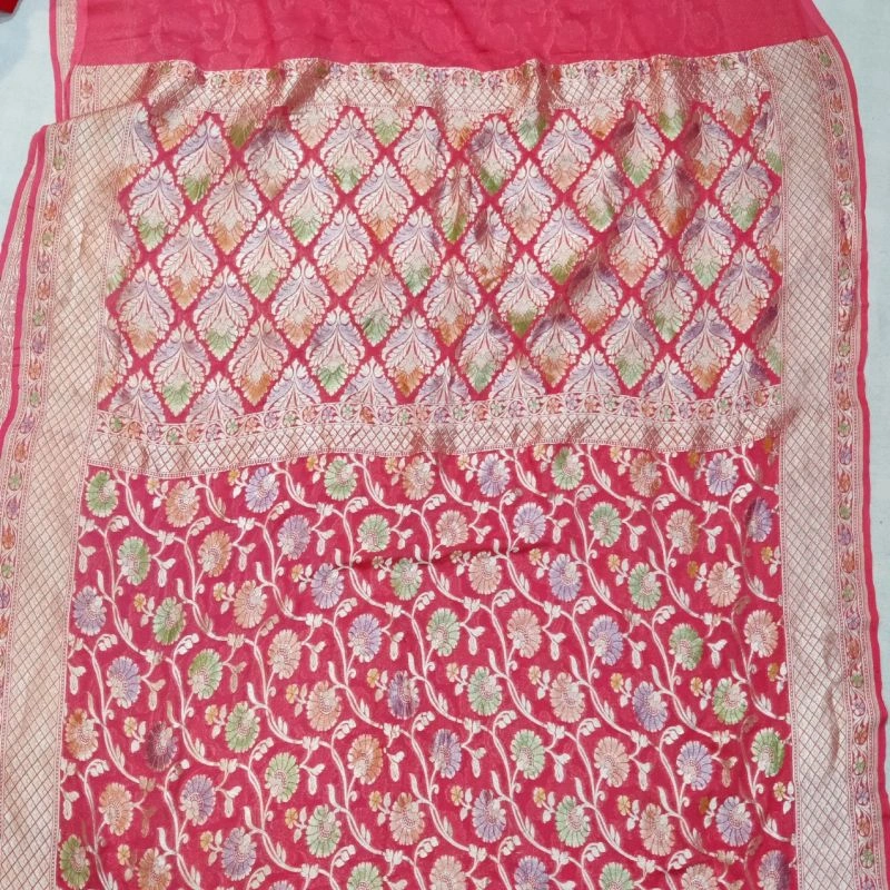 Image Banarasi Pure Khaddi Georgette Meenakari Saree