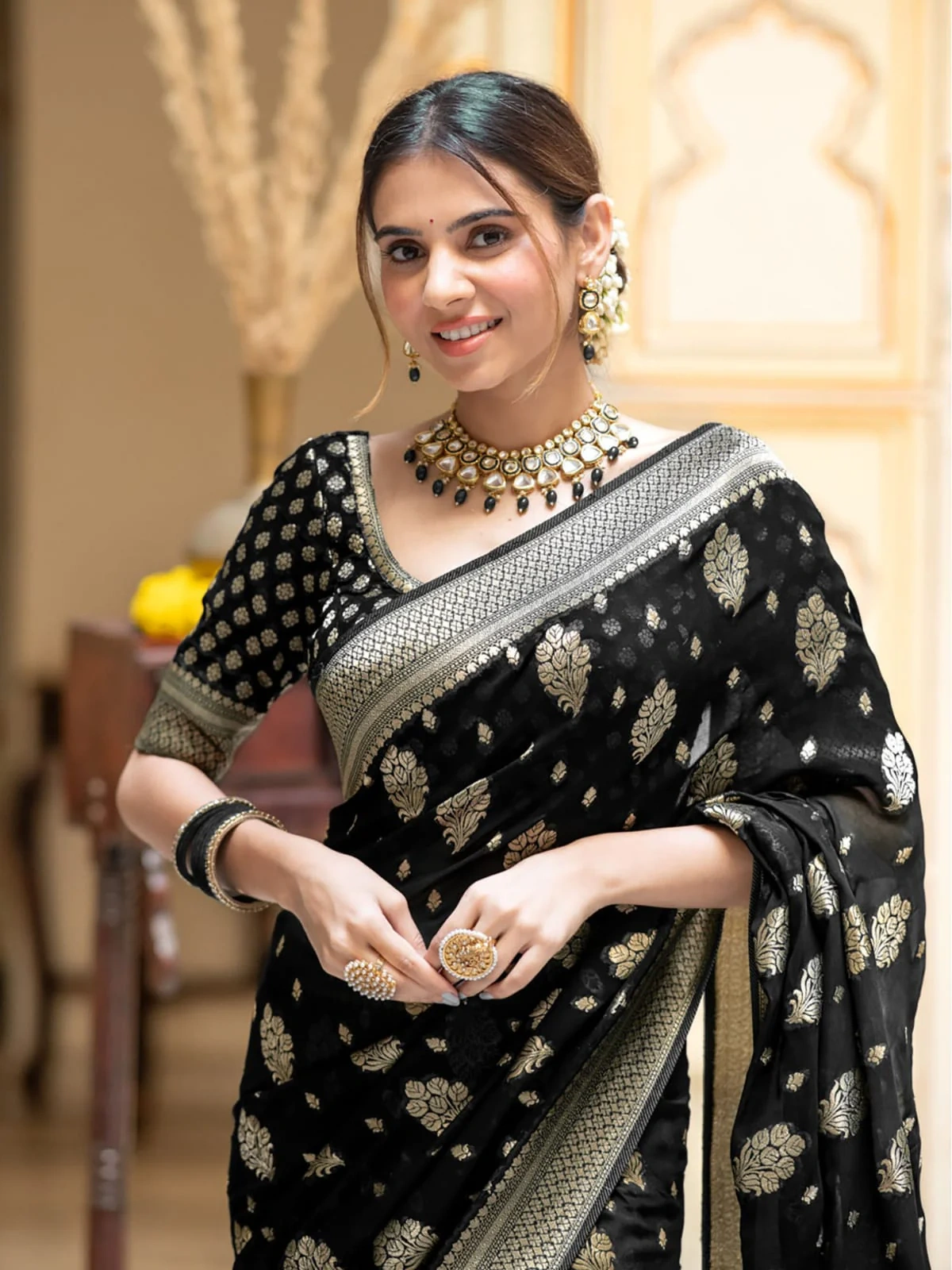 Image Banarasi Semi Georgette Silk Saree
