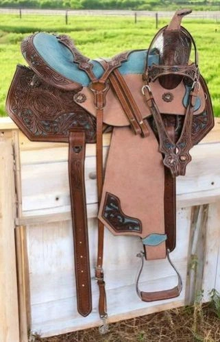 Image Leather Brown Printed Design Horse Saddle  18,000.00 / Piece